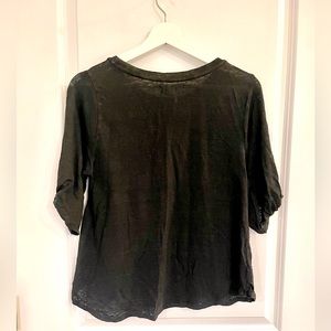 Velvet loose fitting tee, with ties on ends of short sleeves.